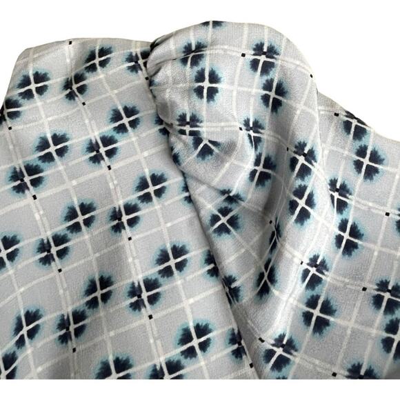 Reiss Giselle Watercolor Three-Quarter Sleeve Blue Geo Print Silk Dress Size 4 - Picture 11 of 15